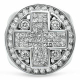 6Ct Princess Cut Diamond Cross Design Men Engagement Ring 14K White Gold Finish