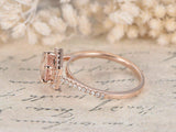 2.3ct Round Cut Peach Morganite Halo Engagement Ring 14k Rose Gold Finish