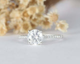 1.2ct Round Cut VVS1D Diamond Solitaire with Accents Ring 14k White Gold Finish