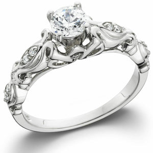 1.5Ct Round Cut Diamond Vintage Solitaire Engagement Ring 14K White Gold Finish