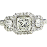 5Ct Princess Cut Diamond Halo Iced Solitaire Engagement Ring 14K White Gold Over