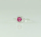 1ct Round Cut Pink Sapphire Engagement Ring 14k White Gold Finish Halo Solitaire