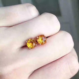 1.2ct Stud Earrings Round Cut Yellow Citrine Solitaire Women 14k White Gold Over