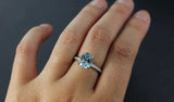 2.2ct Oval Cut Blue Aquamarine Hidden Halo Engagement Ring 14k White Gold Finish