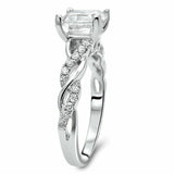 2.5Ct Asscher Cut Diamond Twisted Accent Engagement Ring 14K White Gold Finish