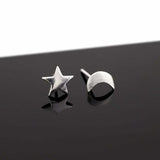 Moon Star Stud Earrings 14k White Gold Finish