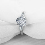 1.3ct Heart Diamond Engagement Ring Baguette Accent Trilogy 14k White Gold Over