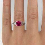 1.2ct Cushion Cut Pink Sapphire Filigree Engagement Ring 14k White Gold Finish