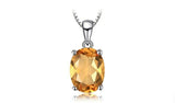 2.3ct Yellow Citrine Pendant Oval Cut Solitaire 14k White Gold Finish NO CHAIN