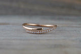 0.4ct Round Cut Diamond Wedding Band 14k Rose Gold Finish Open Curve Anniversary