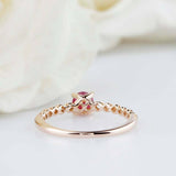 0.5ct Round Pink Ruby Engagement Ring Wire Mesh Band Solitaire 14k RoseGold Over