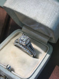 3.3ct Princess Cut VVS1 Diamond Bridal Set Engagement Ring 14k White Gold Finish