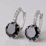 3ct Round Cut Black Diamond Royal Party Drop Earrings 14k White Gold Finish