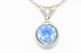 1ct Blue Tanzanite Pendant with Chain Round Cut Bezel Set 14k White Gold Finish