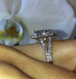 1.5ct Cushion Cut Diamond Split Shank Band Engagement Ring 14k White Gold Finish