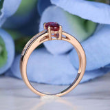 2ct Oval Pink Ruby Baguette Diamond Accents Engagement Ring 14k Yellow Gold Over