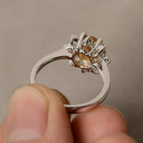 1.5ct Round Cut Yellow Citrine Solitaire Engagement Ring 14k White Gold Finish