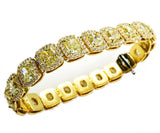 20Ct Radiant Yellow Sapphire Gatsby Halo Tennis Bracelet 14K Yellow Gold Finish