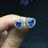 1.4ct Oval Cut Blue Sapphire Diamond Halo Stud Earrings 14k White Gold Finish