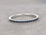 0.8ct Round Cut Blue Sapphire Wedding Band Ring Anniversary 14k White Gold Over