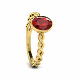 1Ct Oval Cut Red Garnet Trendy Braided Shank Solitaire Ring 14K Yellow Gold Over