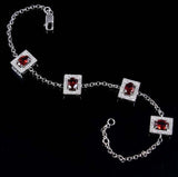 7ct Oval Cut Red Garnet Stylish Women Chain Bracelet 14k White Gold Finish