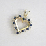 1ct Round Cut Blue Diamond Sapphire Heart Pendant 14k Yellow Gold Over NO CHAIN