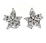 4Ct Marquise Pear Cut Diamond Floral Women Stud Earrings 14K White Gold Finish