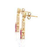 4ct Drop Earrings Marquise Cut Pink Ruby Stylish Dangling 14k Yellow Gold Finish