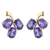 2.3ct Drop Earrings Oval Cut Purple Amethyst Berry Fruit 14k Yellow Gold Finish