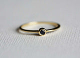 0.4ct Round Cut Black Diamond Engagement Ring 14k Yellow Gold Finish Bezel Set