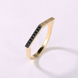 0.4ct Round Cut Black White Diamond Unique Stackable Band 14k Yellow Gold Finish