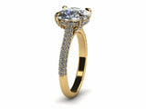 2ct Cushion Cut Diamond Accent Solitaire Engagement Ring 14k Yellow Gold Finish