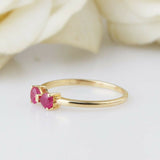 0.5ct Heart Cut Pink Ruby Engagement Ring Bow Tie Design 14k Yellow Gold Finish