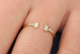 Open Stackable Wedding Band 0.7ct Baguette Cut Diamond 14k Yellow Gold Finish