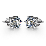 2ct Round Cut VVS1 Diamond Classic Solitaire Stud Earrings 14k White Gold Finish