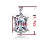 1.2ct Emerald Cut Blue Aquamarine Wedding Pendant 14k White Gold Finish NO CHAIN