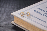 1.5ct Round Cut Diamond Crown Solitaire Stud Earrings 14k Yellow Gold Finish