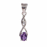 1ct Purple Amethyst Pendant Oval Cut Infinity Style 14k White Gold Over NO CHAIN