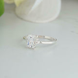 1.5ct Radiant Cut Diamond Trilogy Solitaire Engagement Ring 14k White Gold Over