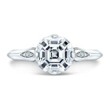 2ct Asscher Cut Diamond Vintage Solitaire with Accents Ring 14k WhiteGold Finish