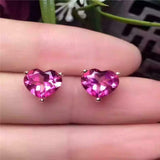 1.2ct Stud Earrings Heart Cut Pink Ruby Solitaire Women 14k White Gold Finish