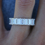 6ct Emerald Cut Diamond Eternity Gatsby Wedding Ring Band 14k White Gold Finish