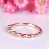 1ct Round Cut Diamond Wedding Band Bezel Set Dainty Petite 14k Rose Gold Finish