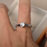 1ct Engagement Ring Heart Cut Aquamarine Solitaire Accent 14k White Gold Finish