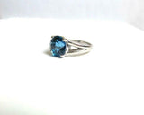 2ct Engagement Ring Round Cut London Blue Topaz Split Shank 14k White Gold Over