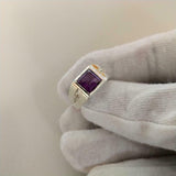 1ct Asscher Cut Purple Amethyst Solitaire with Accent Ring 14k White Gold Finish