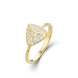 1.5ct Round Cut Diamond Engagement Ring Pyramid Inspired 14k Yellow Gold Finish