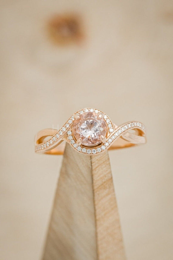 2ct Round Cut Simulated Peach Morganite Infinity Halo Ring 14k Rose Gold Plated