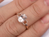 1.5ct Oval Cut Morganite Diamond Split Band Solitaire Ring 14k Rose Gold Finish